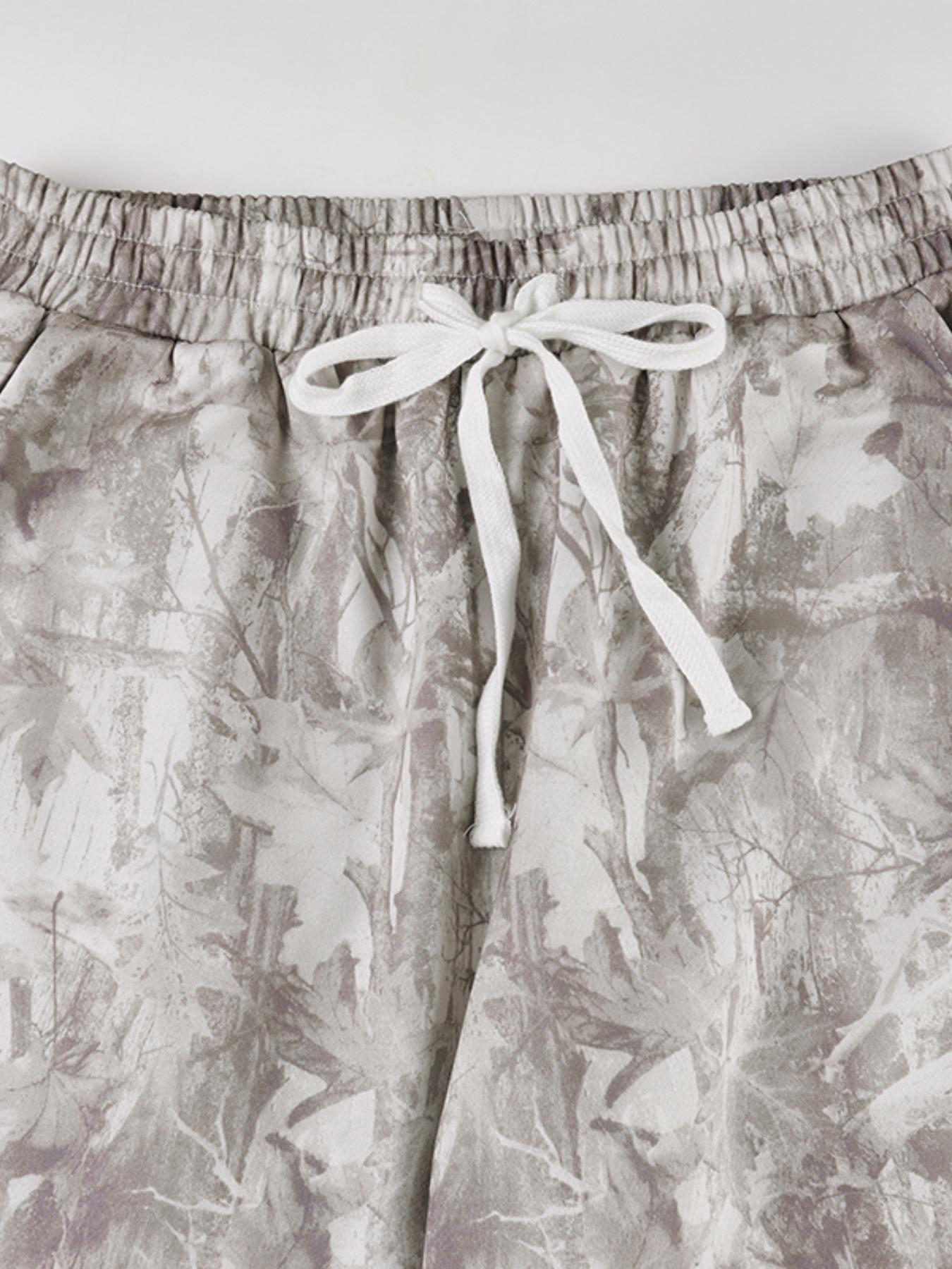 Women's Camo Print Drawstring Loose Fit Straight Leg Sweatpants, Womenswear Casual Fashion Pants for Daily Wear & Outdoor Activities