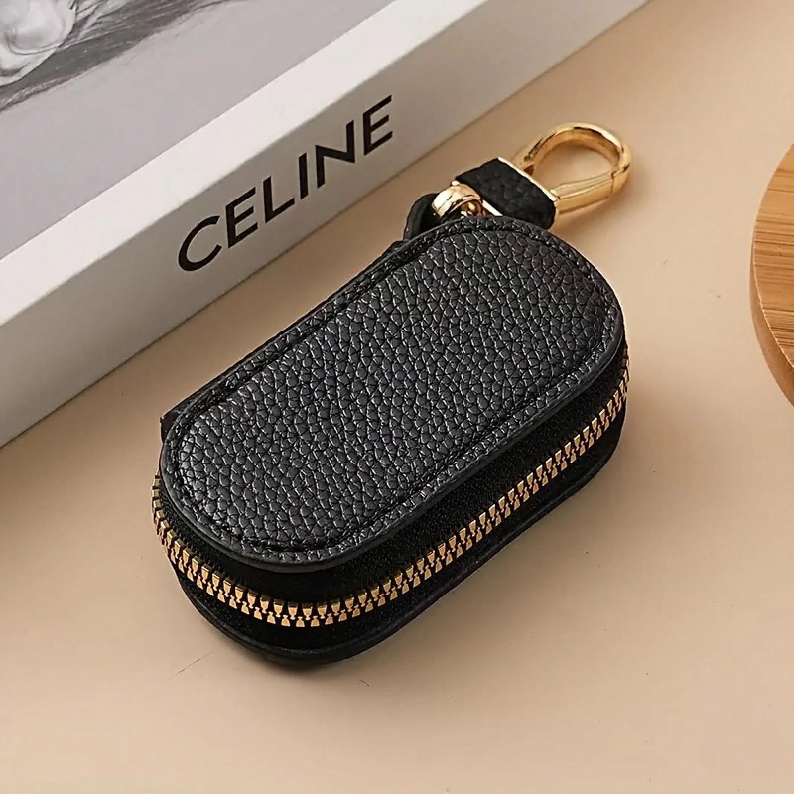 Women's Lychee Pattern Key Bag, Solid Color Design, Universal Fit, Large Capacity Storage, Ideal for Daily Use & Organizing Keys