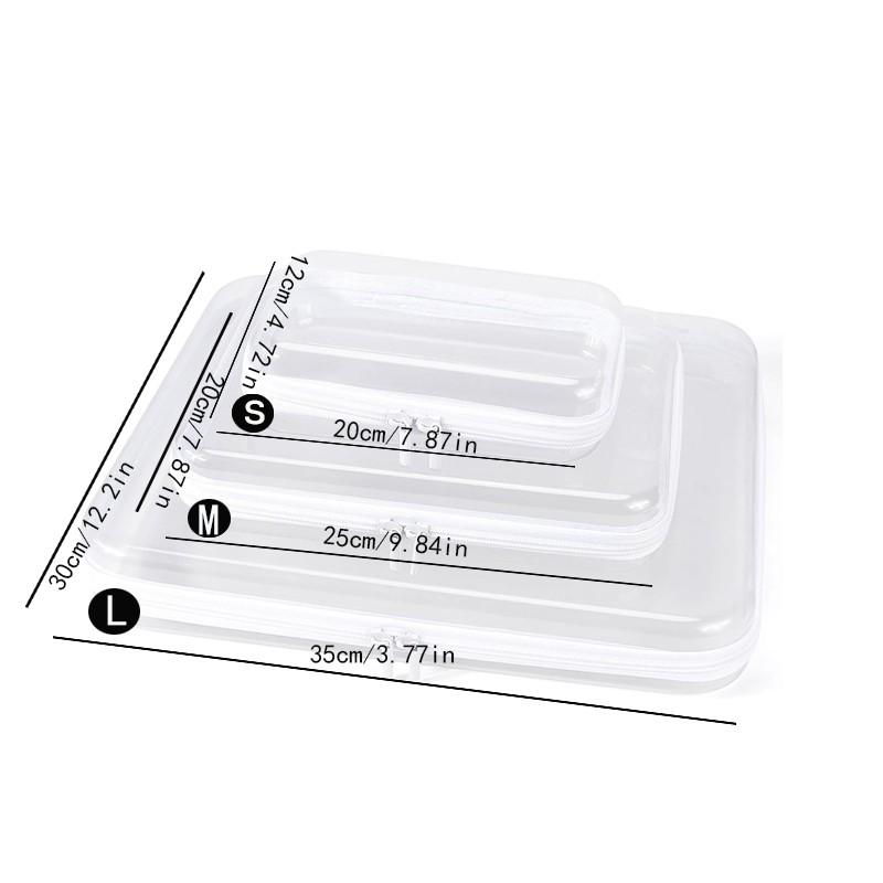 Transparent Plastic Zipper Box, Dual Zipper Hard Bag, Portable Travel Organizer, Cosmetics, Toys, Snacks, 1L+1m+1s, Pet Material