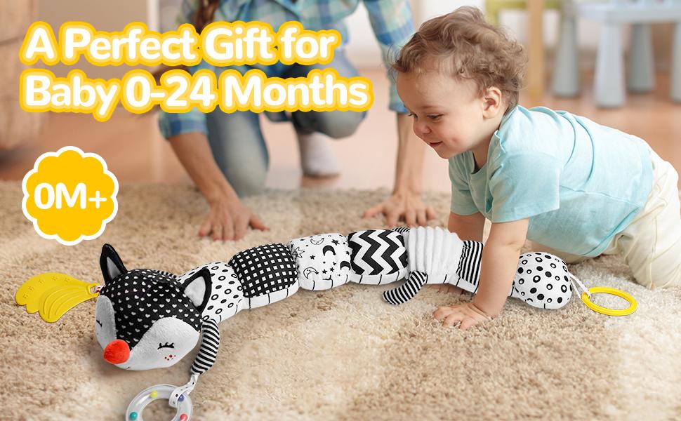 Dearlomum Newborn Baby Girl Gift Toys Infant Tummy Time Musical Stuffed Animal with Crinkle Rattle Textures Blue Crocodile Interactive Duck Shaped