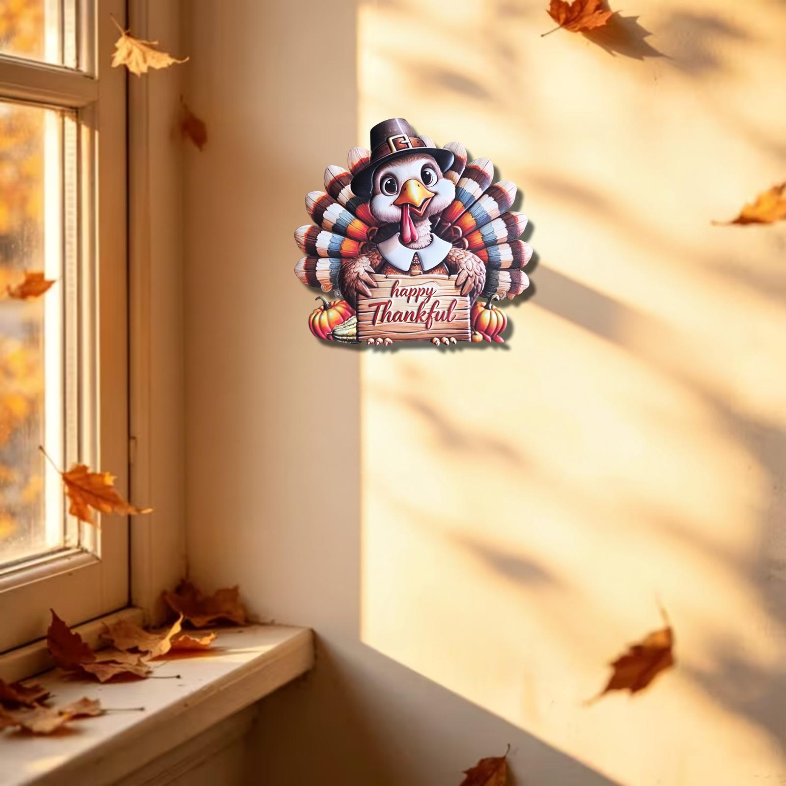 Thanksgiving Metal Turkey Wall Door Hanging Decor, Pumpkin Element, Gratitude Text Sign, Fall Festival Decoration, Home Gift Idea