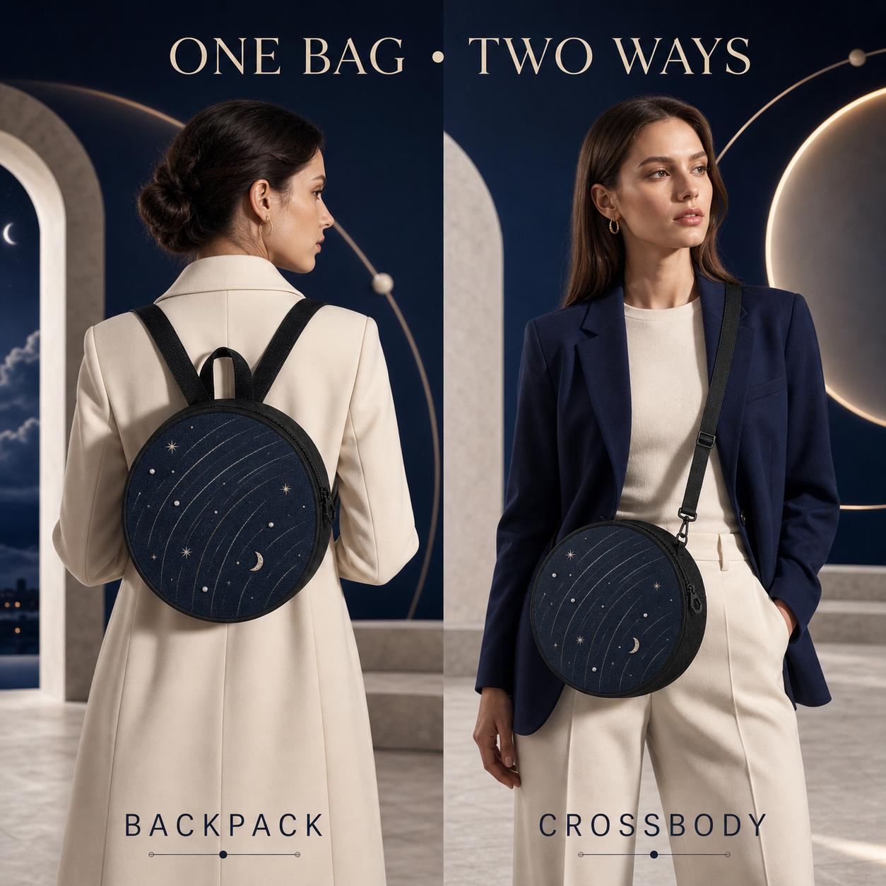 Women’s Round Shape Mini Backpack Purse - Vintage Aesthetic, Unique Pattern, Lightweight Casual Wear Gym Bag for School/Travel, Stylish Fashion Gift Accessory