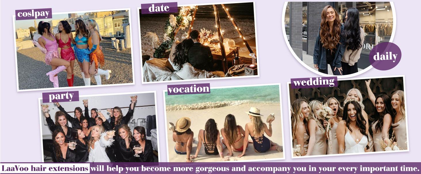 LaaVoo Clip in Hair Extensions Real Human Hair Straight 5 counts Clip in Extensions Hairpiece TikTokShopBlackFriday SpringStatements