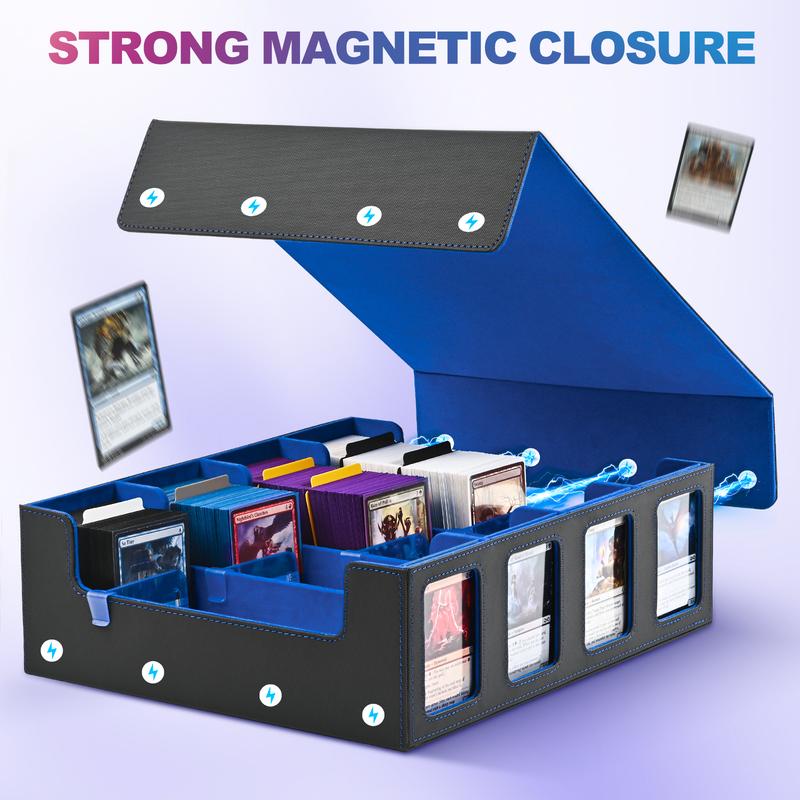 Trading Card Storage Box 2400+ Capacity  – MTG Commander Deck Box with 24 Colorful Divider Tabs – TCG Card Holder for PTCG, Sports, Football & Baseball Cards