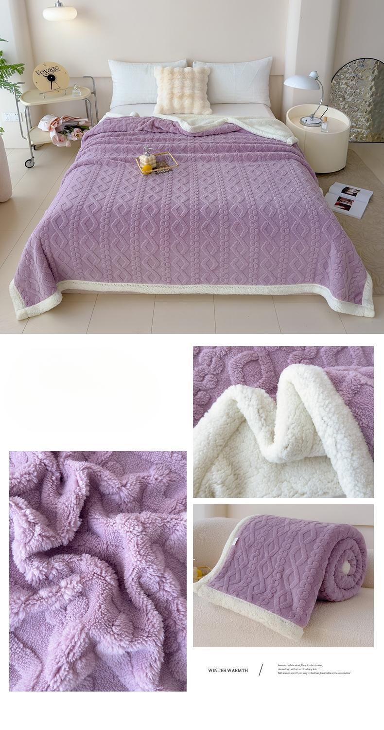 Plaid Velvet Lamb Fleece Blanket, Double-Sided Thick Warm, Chunky Blanket, Winter Sofa Use, Student Dorm Nap Cover, Cozy and Comfortable