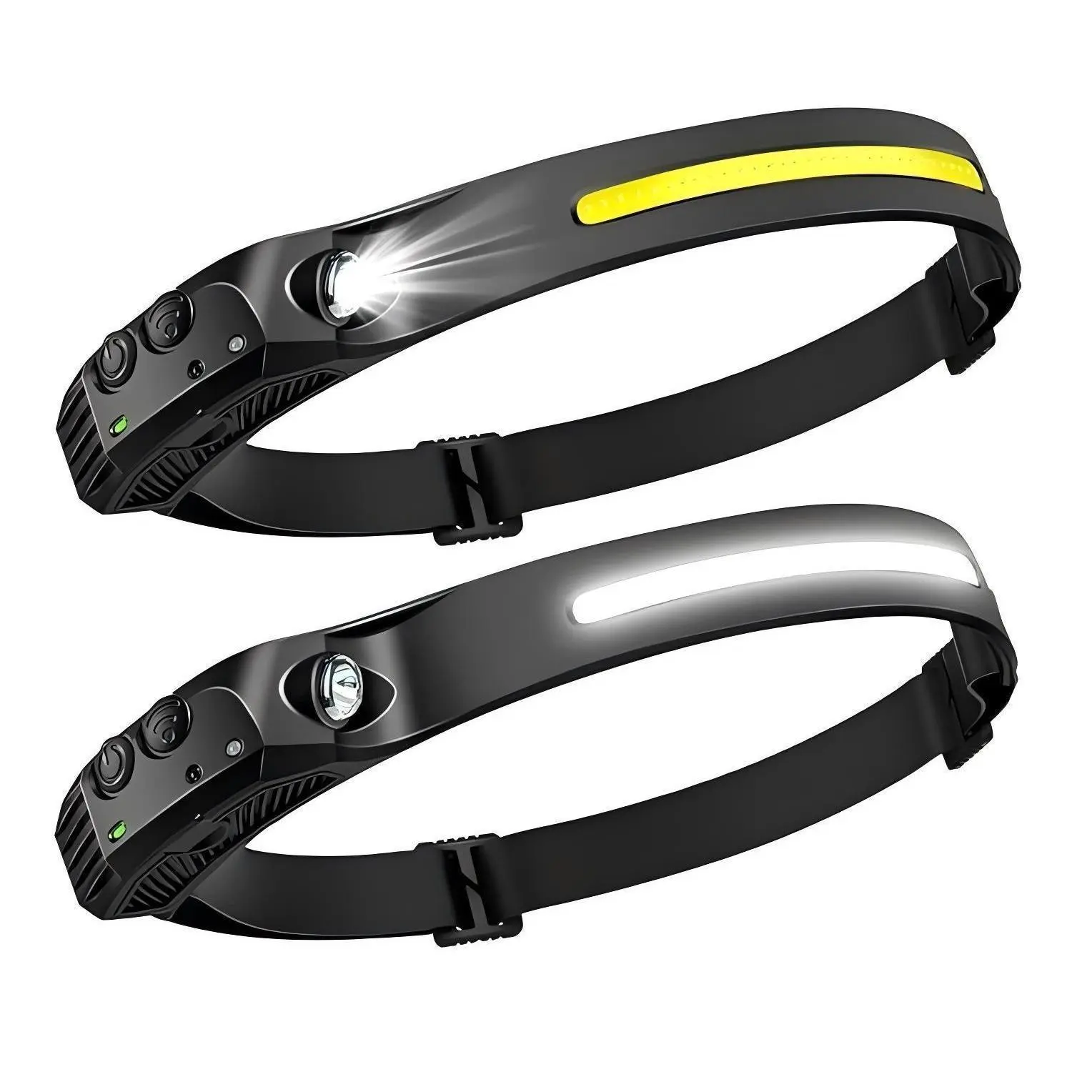230° Wide Beam Headlamps, 2-Pack Rechargeable Silicone Headlights with Motion Sensor, 6 Modes for Camping & Running, Lightweight Waterproof Flashlight, 230° Headlamps, Waterproof Led Headlamp