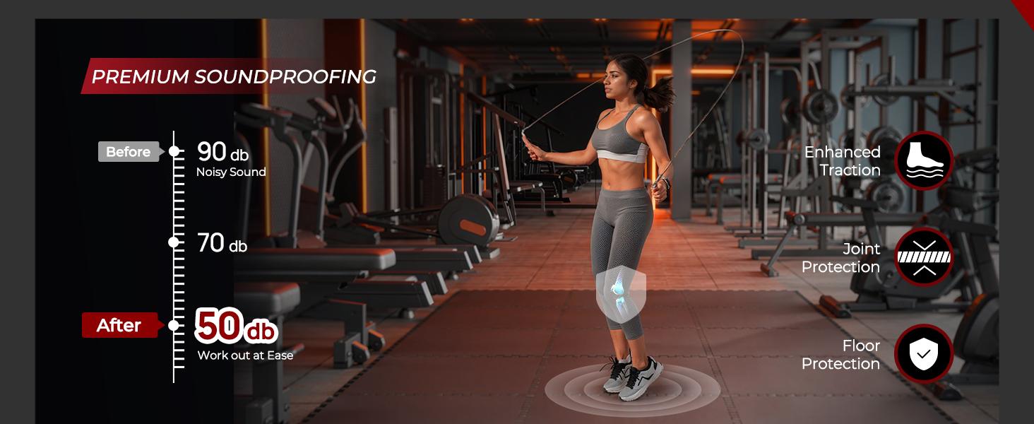 SUPERJARE 0.79 Inch Gym Flooring for Home Gym,  Exercise Equipment Mats with Rubber Top, Interlocking Rubber Floor Tiles for Home Gym and Fitness Room, Protective Flooring Mat