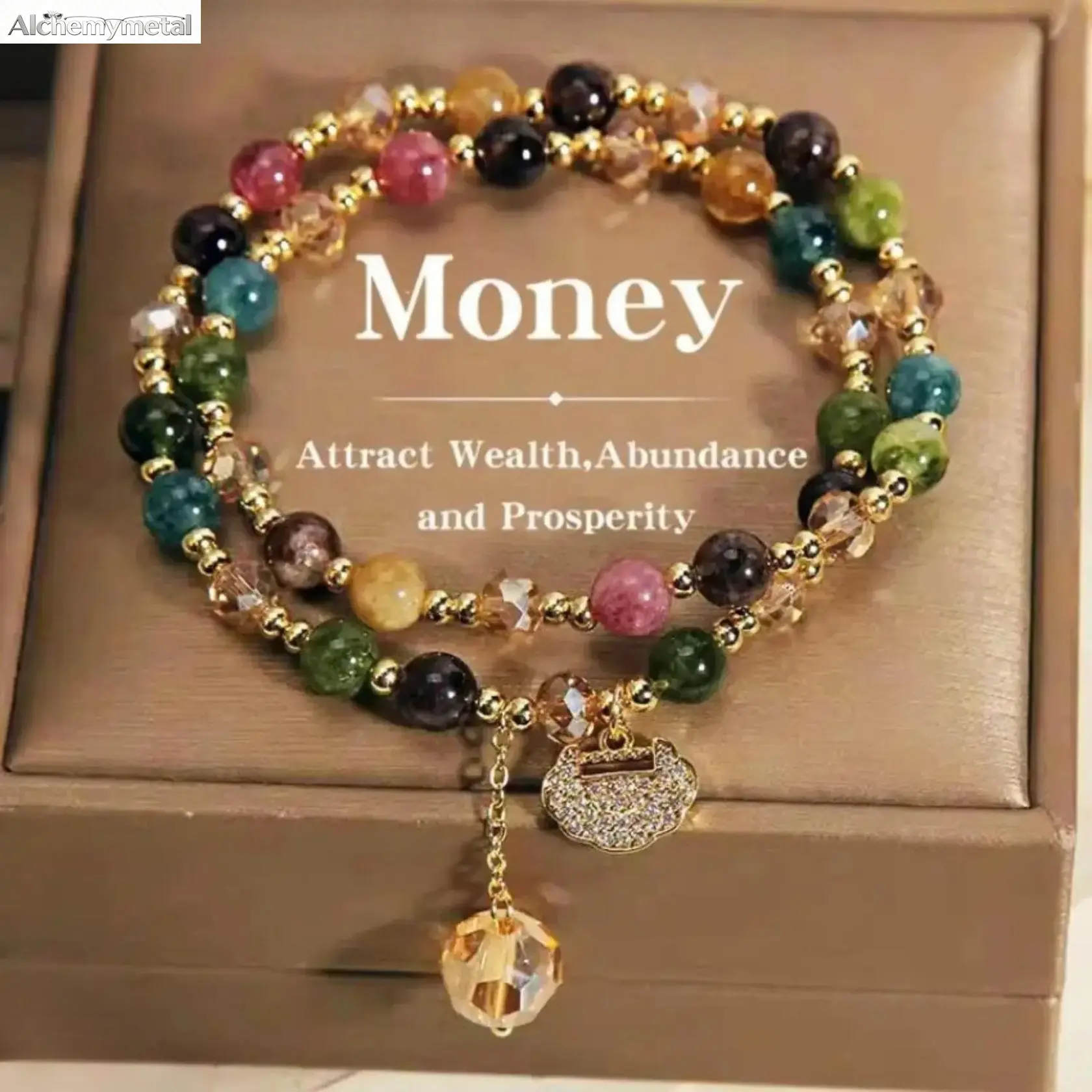 2026 Double Layer Rainbow Tourmaline Round Bead Bracelet, Bohemian Jewelry for Daily Wear, Yoga, Gifting, Featuring Longevity Lock Charm, Color Design, Natural Stone, Seven Colored Bracelet personalize diy original jelly trendy gift luck hand chain