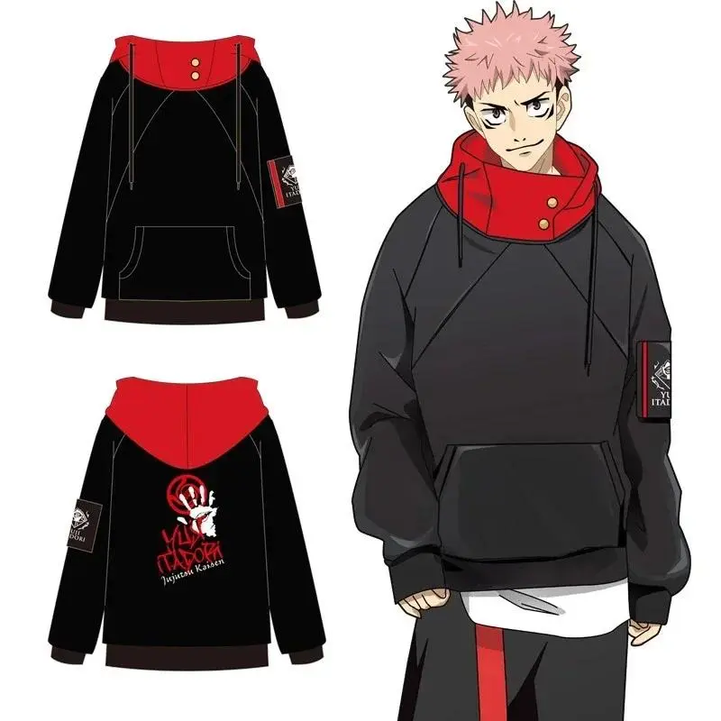Unisex Anime Jujutsu Kaisen Cosplay Pullover Hoodie, Menswear Long Sleeve Sweatshirt Top for Gojo Satoru/Itadori Yuji Fans, Casual Halloween Outfit