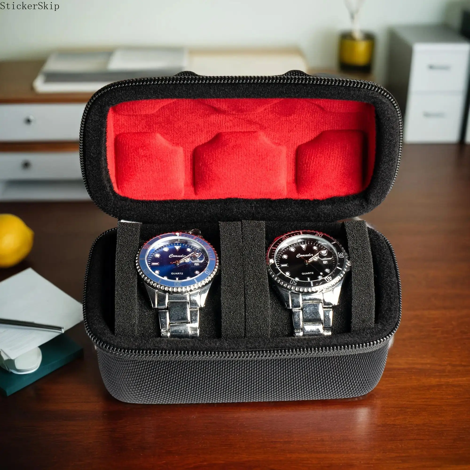 2026 New 2-Slot Hard Shell Watch Storage Box, Portable Travel Watch Case with Shockproof Sponge Pillow, Fits Large and Small Watches, Durable Protective Organizer for Daily Home Storage and Outdoor Travel, Watch Protector, Dustproof Storage, Durable Shell