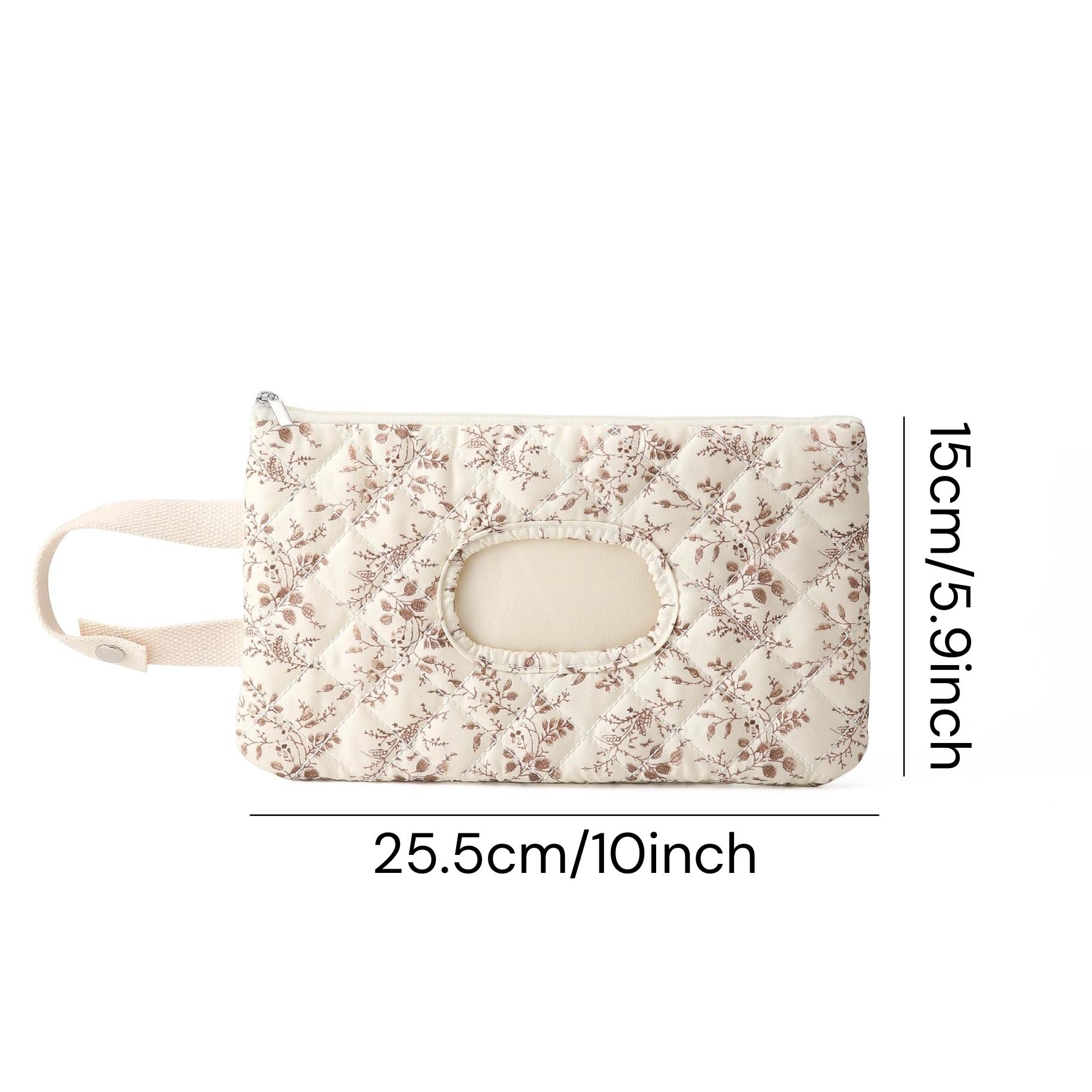Floral Hanging Wet Wipe Bag with Handle, Portable & Convenient for Baby Stroller, Daily Use, Travel, Makeup, Outdoor Storage