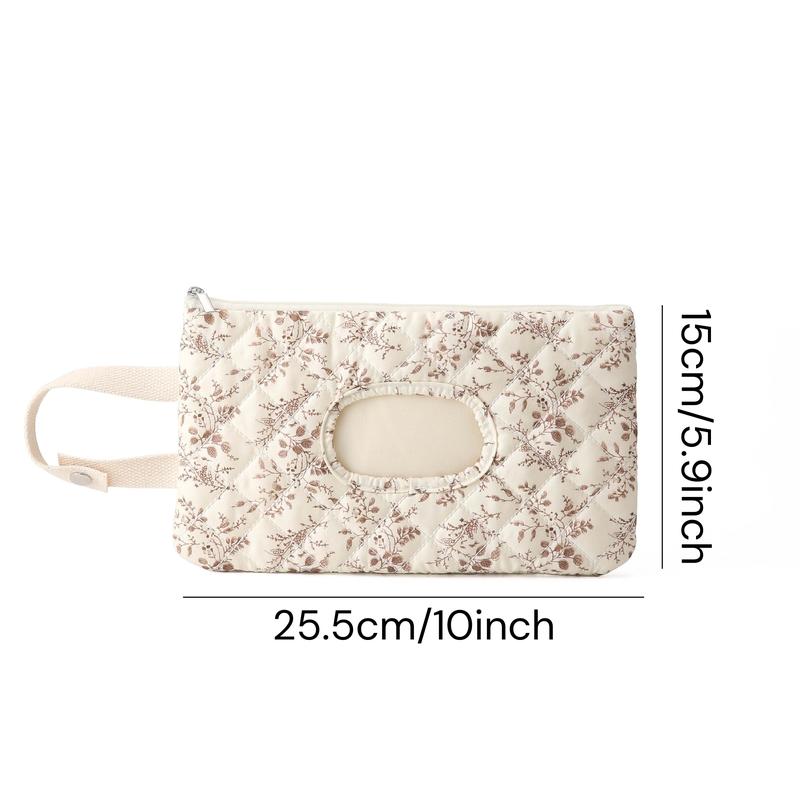 Floral Hanging Wet Wipe Bag with Handle, Portable & Convenient for Baby Stroller, Daily Use, Travel, Makeup, Outdoor Storage