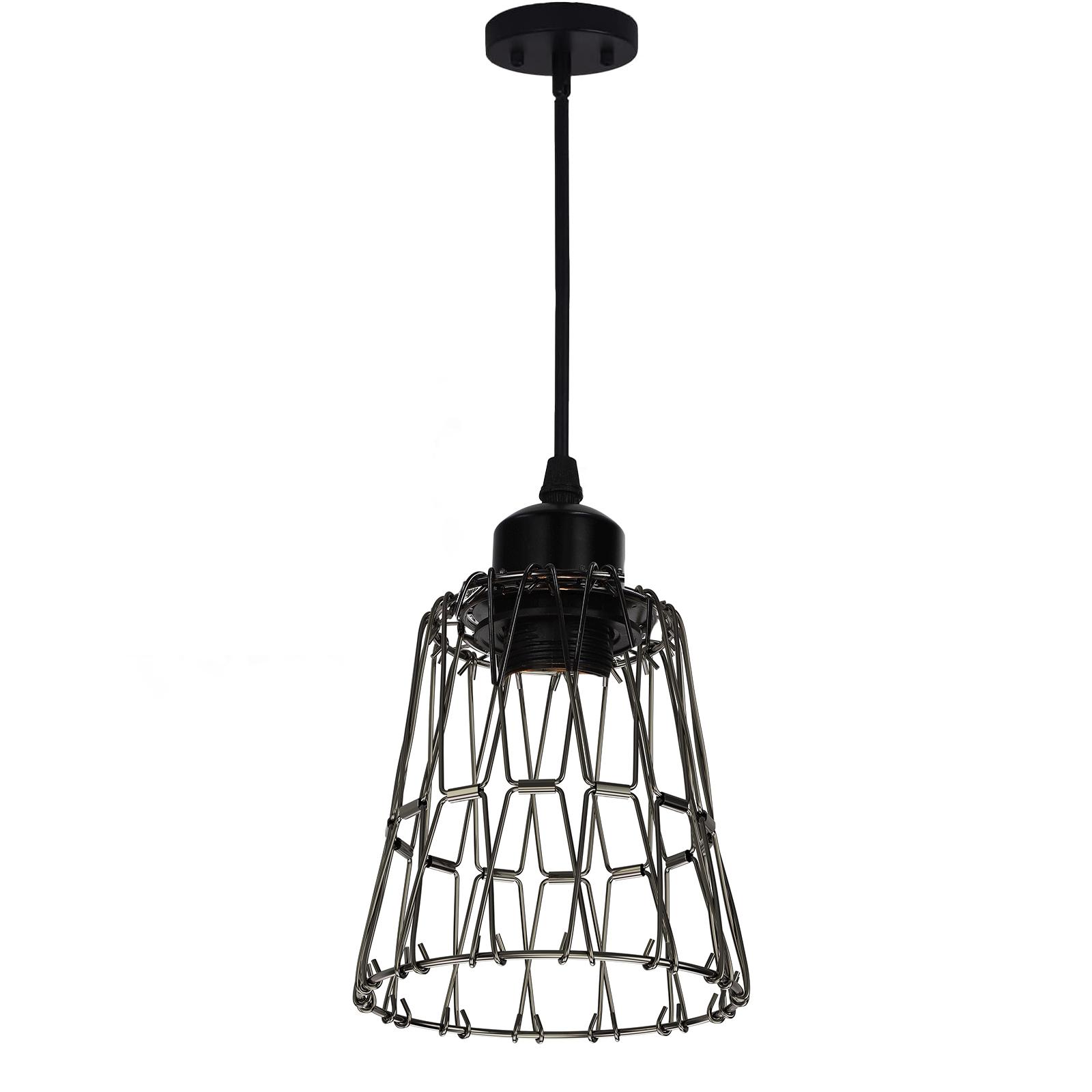 Serbasic Vintage Deformable Metal Cage Pendant Light E27 Base Adjustable Hanging Ceiling Fixture for Kitchen Living Room Dining Room Retro Industrial Style