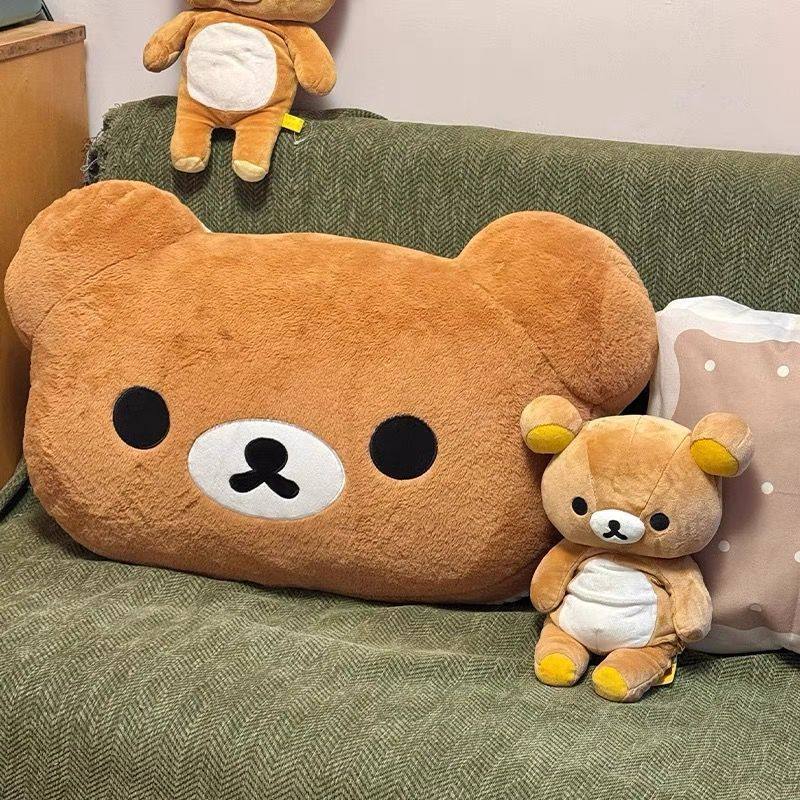 Rilakkuma Plush Pillow Soft Stuffed Bear Cushion Cute Cartoon Throw Pillow Home Bedroom Sofa Decor Comfort Sleeping Doll Gift