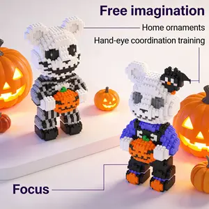 Creative Halloween Pumpkin Bear Series Building Block Model, 1184pcs, Original Authentic, New 2026 Design, Gift Idea, DIY Decor