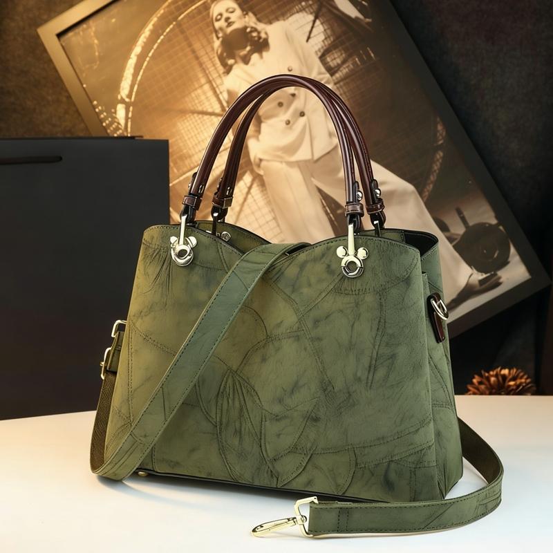 Elegant Vintage Patchwork Handbag, Large Capacity Commuter Tote Bag, Lightweight Luxury Mom Bag, Single Shoulder Crossbody Bag