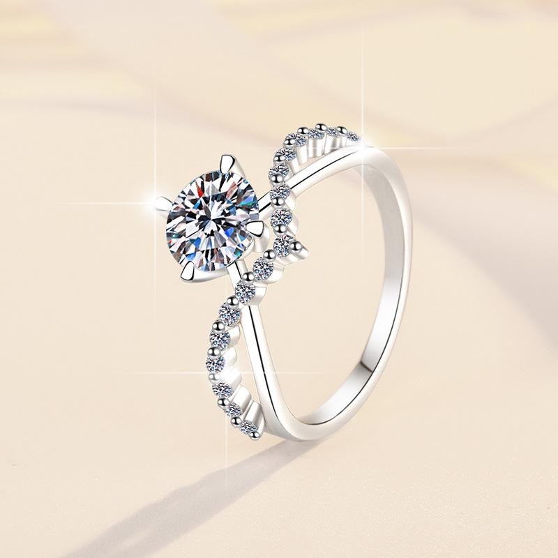 1CT 925 Sterling Silver Ring Princess Crown Design  Promise Ring Engagement Wedding Gift Solitaire Ring Unique Rings