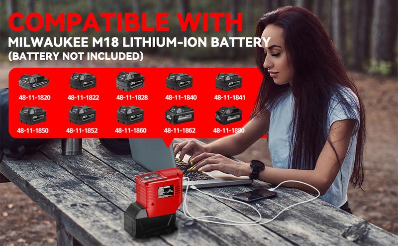 【No Batteries】200W Power Inverter For Dewalt 20V Battery,For Milwaukee For Makita 18V Battery DC20V to AC110-120V Battery Inverter, Portable Power Station Generator, Charger Adapter Battery Powered Outlet With 2USB Ports & 1 Type-C & 1 AC Outlet Springtok