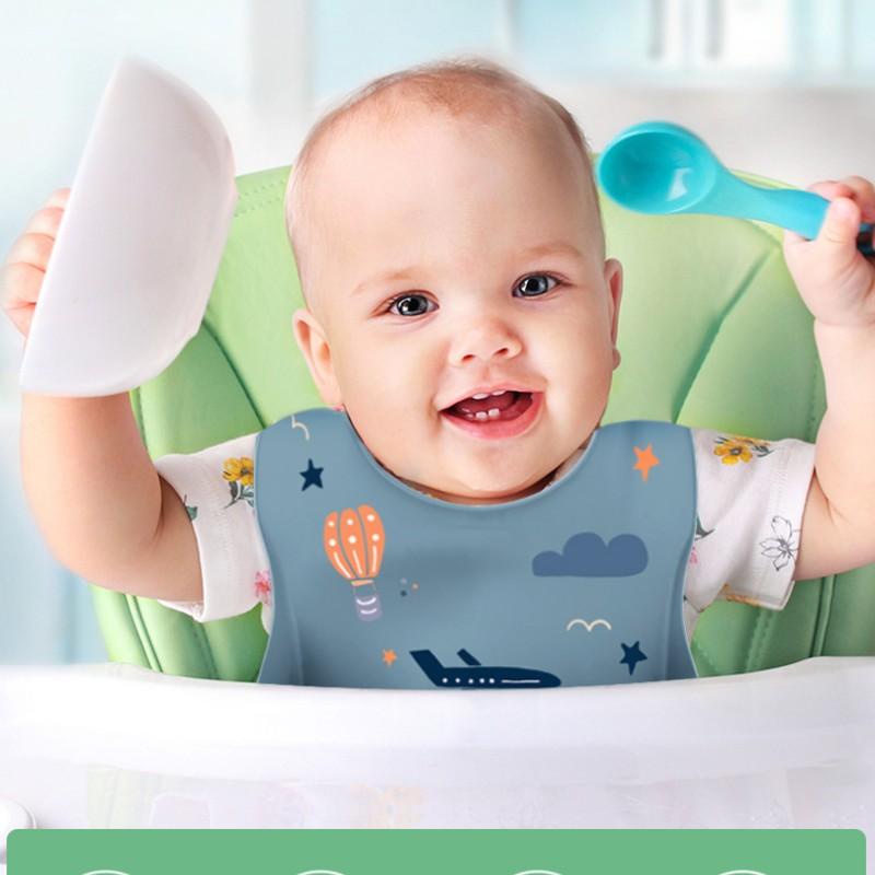 Children Silicone Bib Waterproof Anti-Stain Easy Clean Suitable for Boys Girls, Baby Feeding Apron, 1 Piece Pack