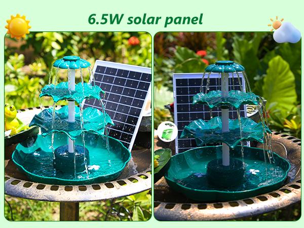 AISITIN 6.5W Solar Bird Bath Fountain with 3 Tiered Bird Bath Upgraded 2025, DIY Detachable Solar Water Fountain Pump with Fixed Equipment for Garden Decoration, Outdoor Bird Feeder and Waterfall