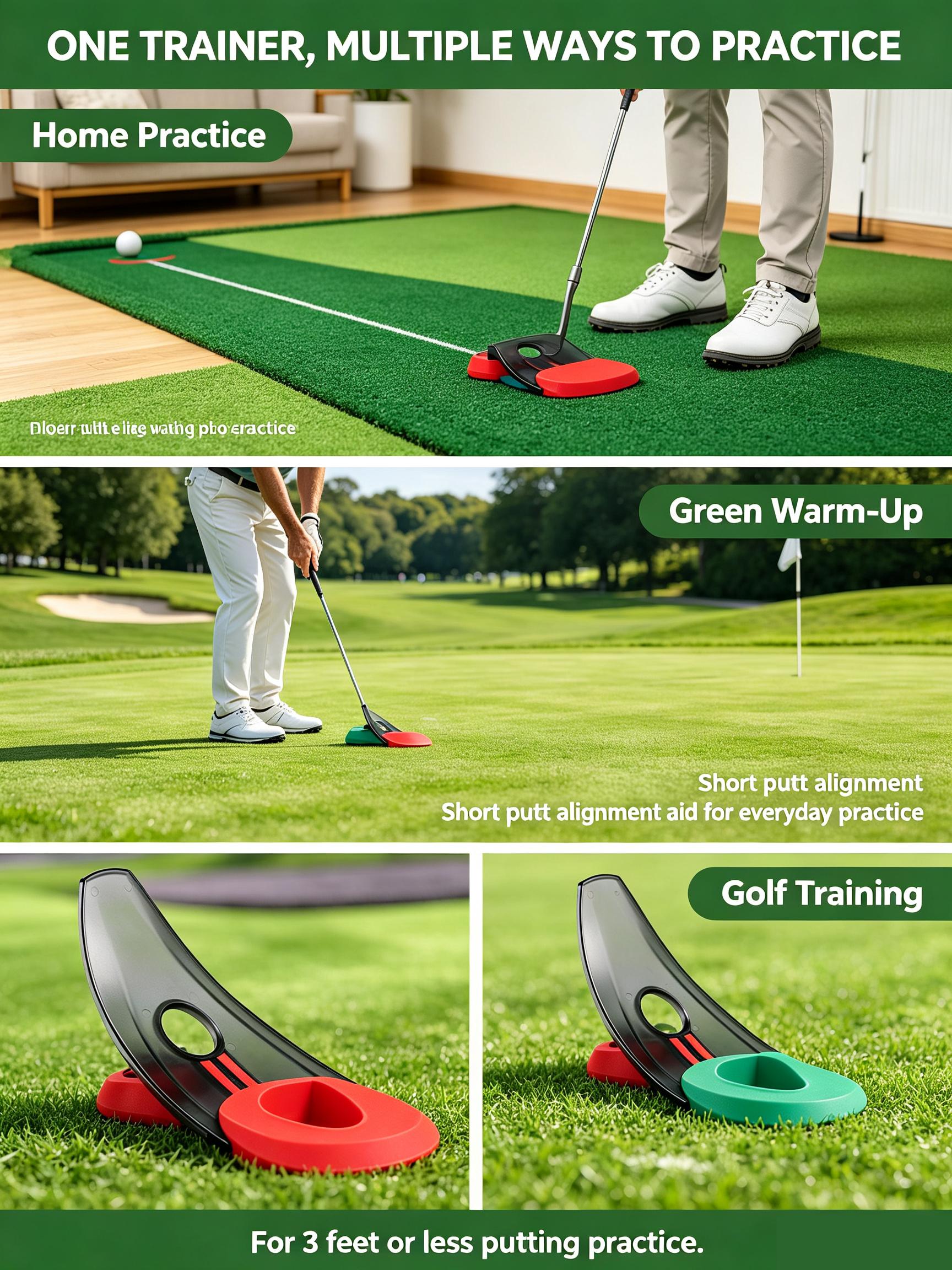 Golf Compact Foldable Putting Trainer - ABS+TPR Training Aid, Portable Size for Indoor & Outdoor Swing Practice, Training Aid Only
