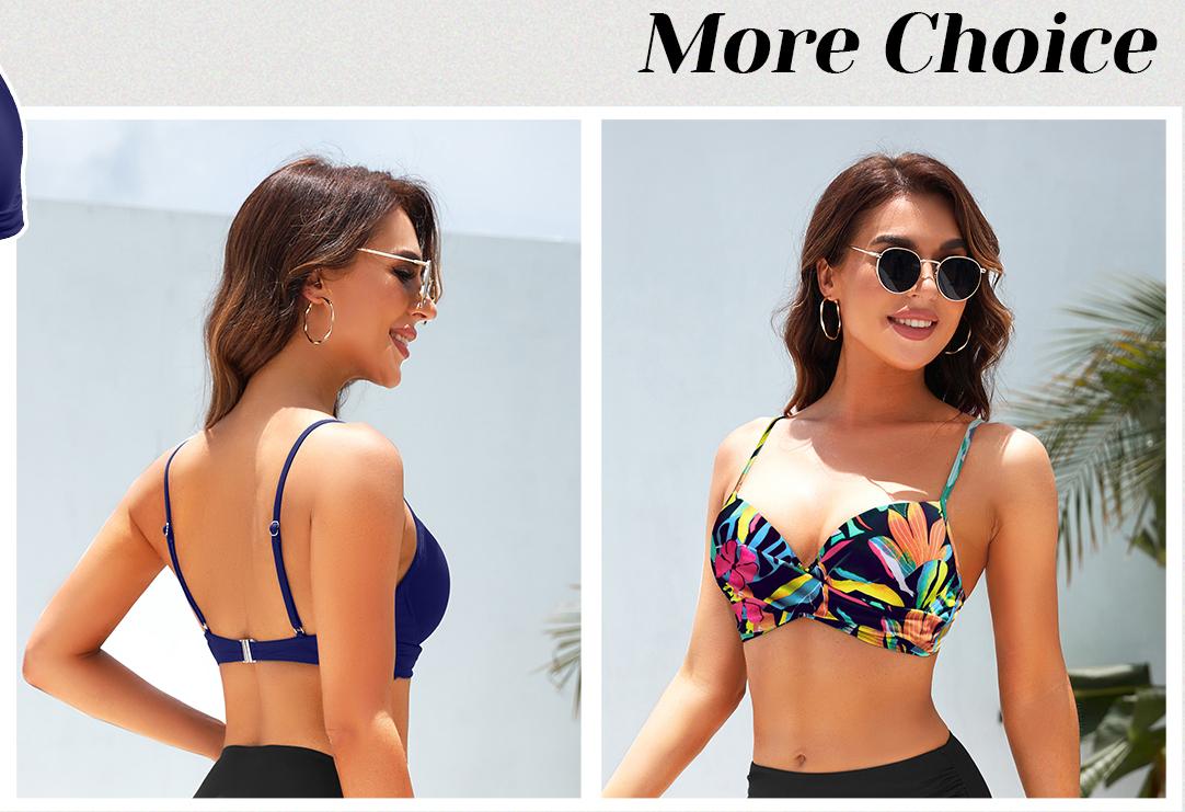 Aqua Eve Women Underwire Bikini Top Only Push Up Swim Top Bra Swimsuit Tops Padded Bathing Suit Top