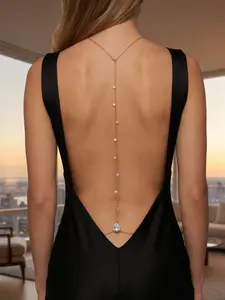 1pc Sexy Backless Bridal Necklace, Luxury Multi‑Purpose Body Chain, Elegant Versatile Zircon Waterdrop Chest Chain, European‑Style Back Chain Light Luxury Wedding Jewelry for Women, Bling Chain