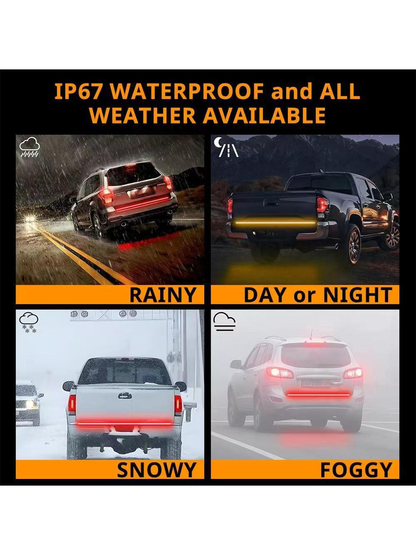 Fishbone-Shaped LED Tailgate Light Bar, 60-Inch LED Tailgate Lights, Brake, Running & Sequential Turn Signals, for Trucks, Pickups, Suvs, Rvs