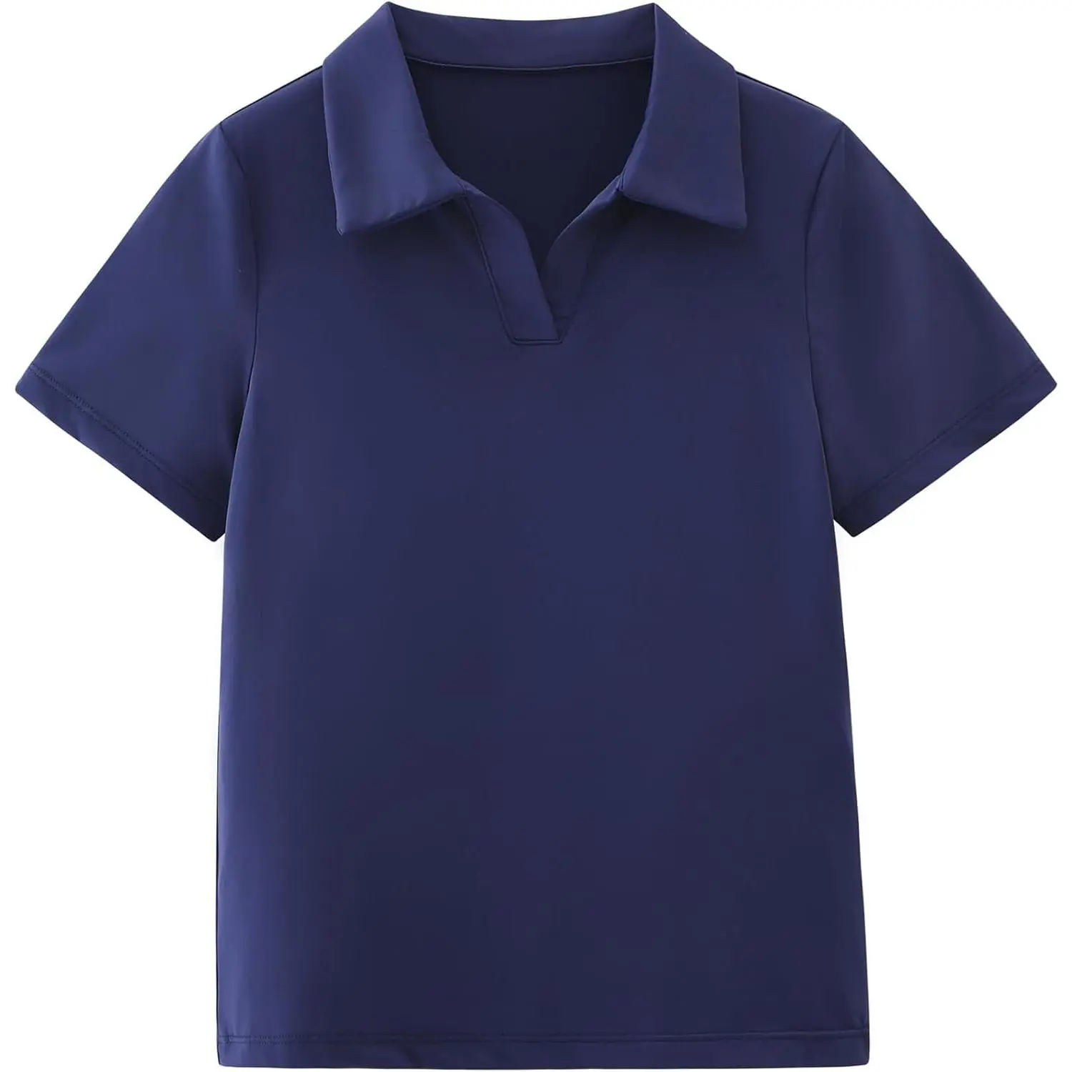 Girls Short Sleeve V-Neck Collared Polo Shirts - Breathable Cotton Short Sleeve Tops, UPF 50 Sunblock, Uniform-Look Tops for 5-14 Years (Golf, Tennis)