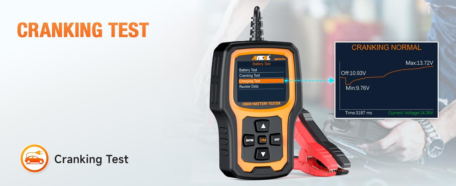 ANCEL AD410 PRO OBD2 Scanner Code Reader 6V 12V Automotive Battery Load Tester