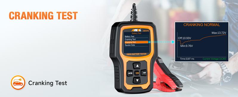ANCEL AD410 PRO OBD2 Scanner Code Reader 6V 12V Automotive Battery Load Tester