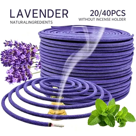 20/40pcs Lavender Incense Coils, Essential Oil Scented, Calming Home Fragrance, Home Fragrance Products, Perfect for Outdoor, Poolside, Garden, Porch, Deck, Camping, Hiking, Yoga, Meditation, Sleep