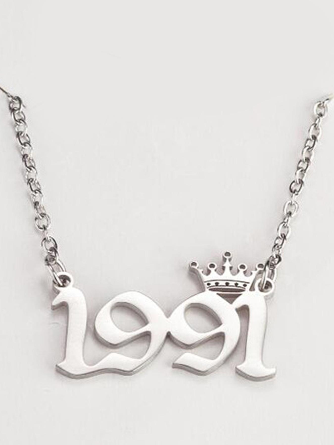 1980-2025 Birth Year Necklace with Crown for Women and Men, Silver Tone Number Pendant Necklace, Personalized Style Year Jewelry for Birthday, Anniversary, Graduation, Y2K Outfit and Meaningful Gift for Friends Family