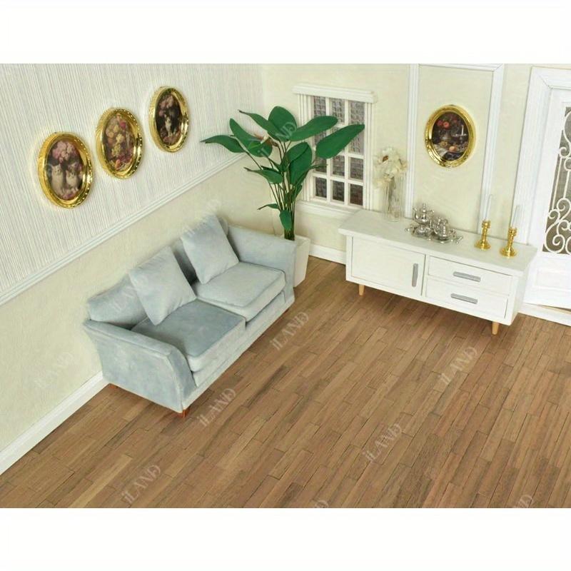 2pcs Dollhouse Flooring - Realistic Walnut Wood Grain Panels 17x11cm 6.7x4.3in, Compatible with 1:12 & 1:6 Scale, DIY Modular Floor for Major Brand Dollhouse Kits, Recycled Material, Natural Wood Texture, Simulation Look