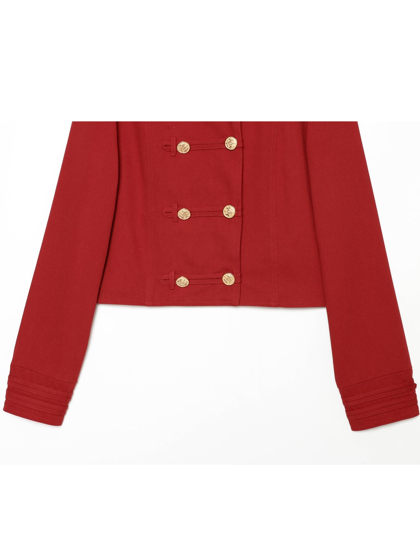 Women's Stylish Jacket Fitted Women's Cropped Slim-Fitting Red Jacket Casual Double Breasted Button Long Sleeve Tops Female Fashion Coat Streetwear Women's Demi-Season Jacket Outerwear