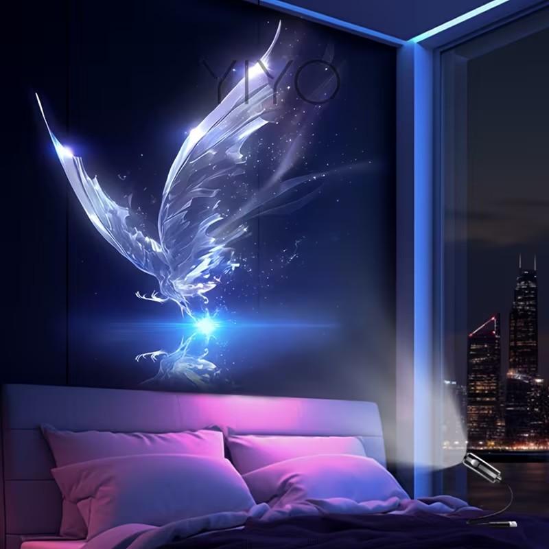Portable USB Starry Sky Projector Night Light – Galaxy, Ocean Wave Projections for Bedroom Walls & Ceilings, Dynamic Lighting with Whales, Jellyfish & Butterflies, Unisex Birthday Gift for Kids & Adults, Home Decor Ambient Light
