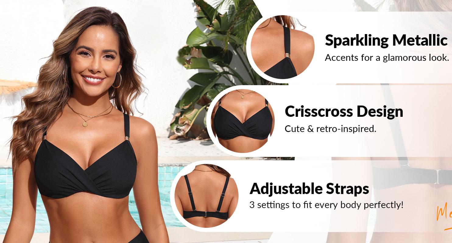 Aqua Eve Women Underwire Bikini Top - Push Up Swimsuit Top Padded Bra Bathing Suit