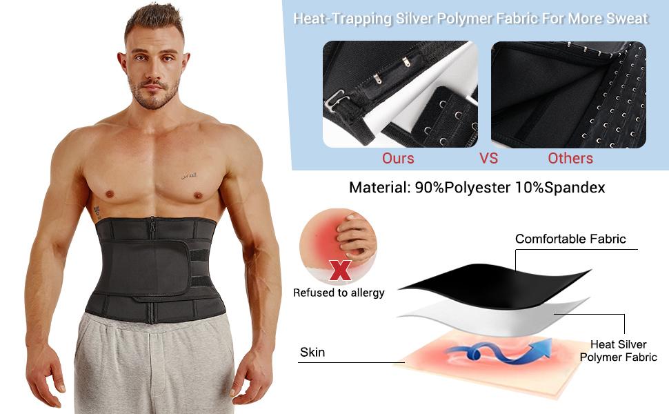 Men's Sweat Waist Cinching Sauna Shaping Belt Waist Trimmer Cincher, Casual Exercise Promotes Sweating Slimming, All Seasons Plain Zipper Design