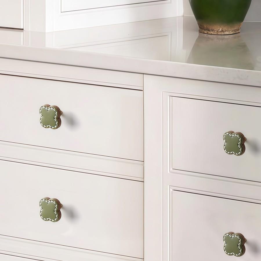 Leather Cabinet Handles Drawer Knobs, Furniture Kitchen Handles, Brass Cortex Pulls Knob, 1 Pack, No Ca Prop 65 Re