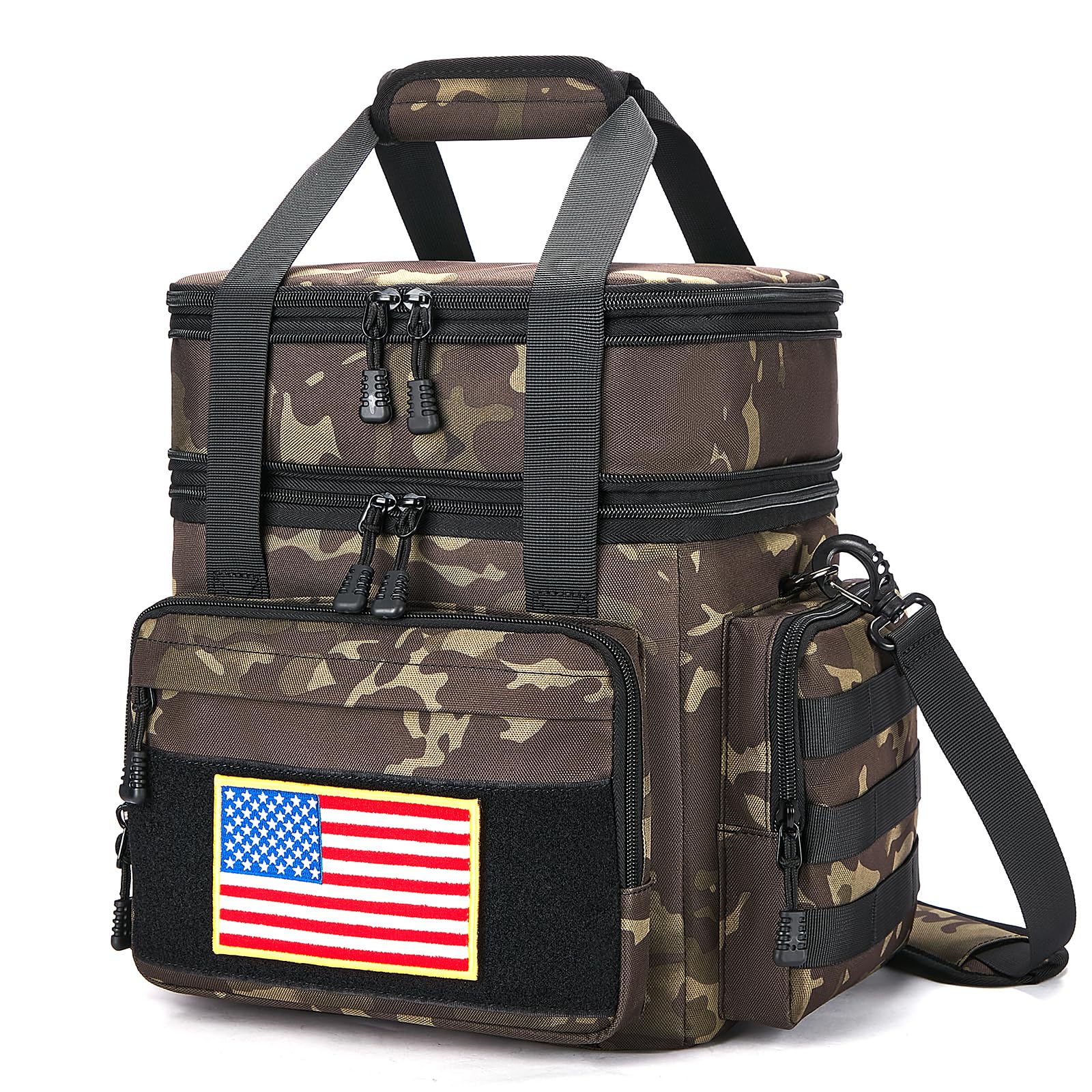 HSHRISH T09.Camouflage lunch bags Large Capacity Portable Leak-Proof Refrigerated Tote with Storage Bags for School College Kitchen American Flag Patch Insulated Lunchbox Cooler Insulated Travel Insulated Travel
