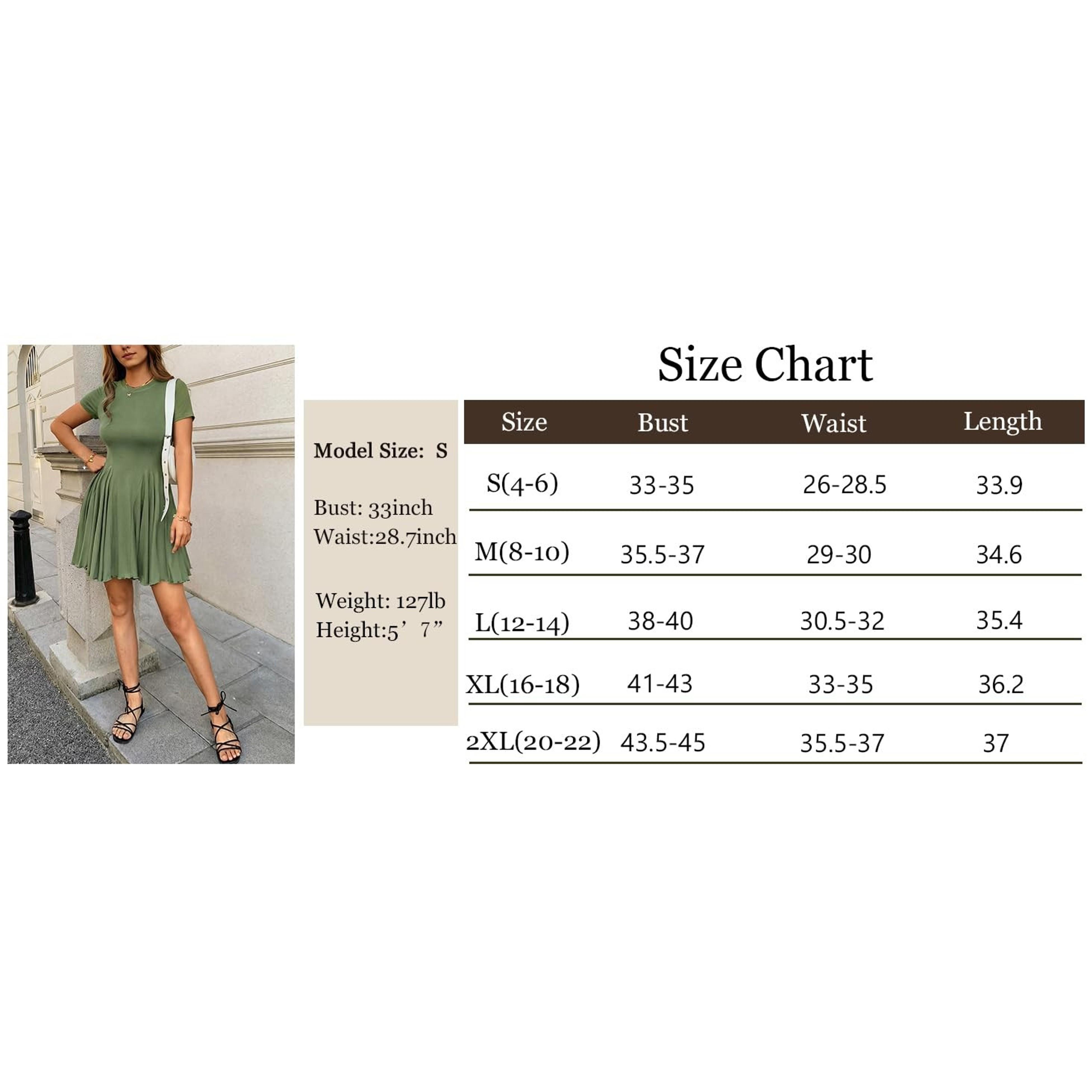Womens Summer Fit and Flare Swing Flowy Mini Dress Casual A Line Crewneck Pleated T Shirt Skater Dress Beach Sundress