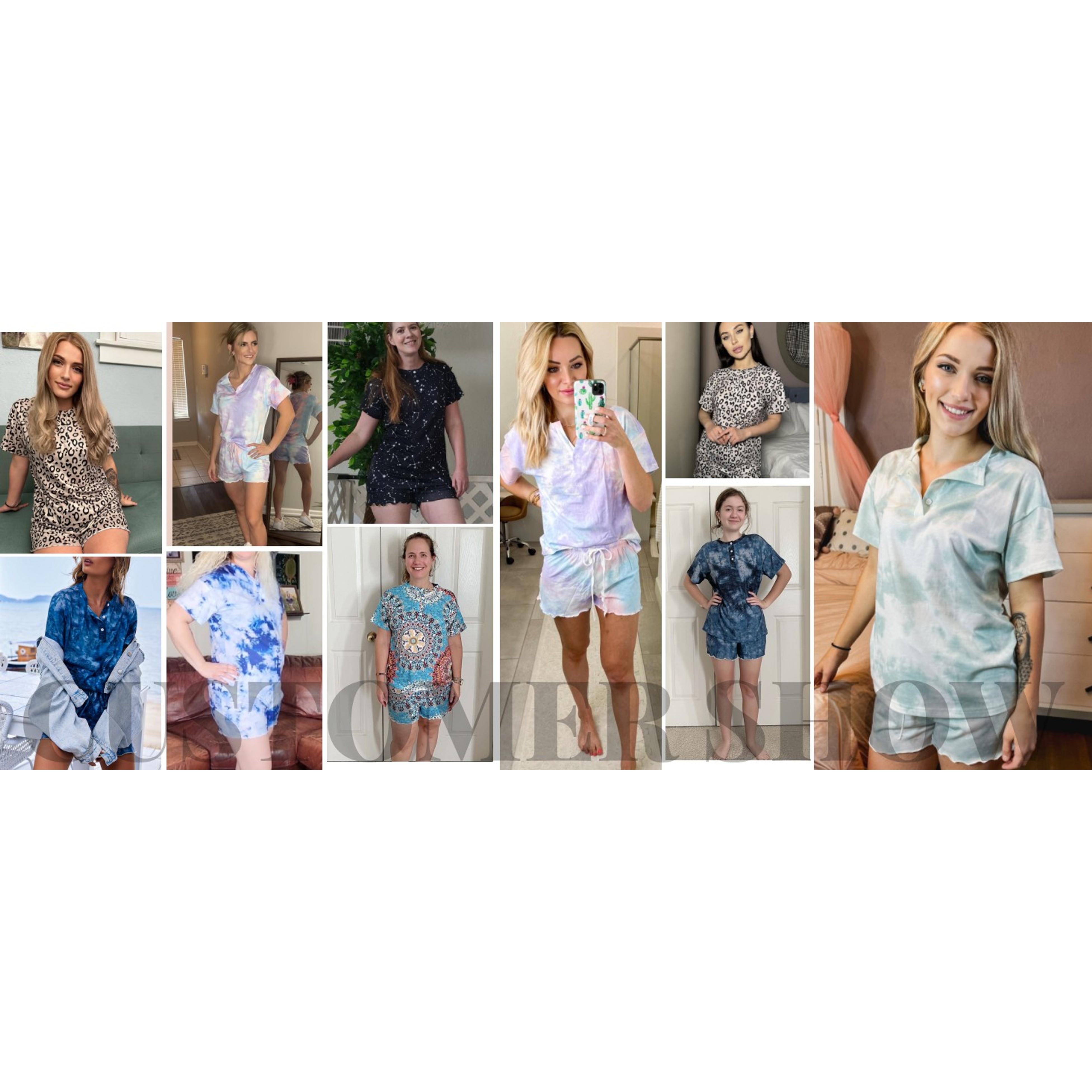 Pajamas Set for Women Short Sleeve Lounge Set 2 Piece Loungewear PJs Soft Cute Lightweight Sleepwear