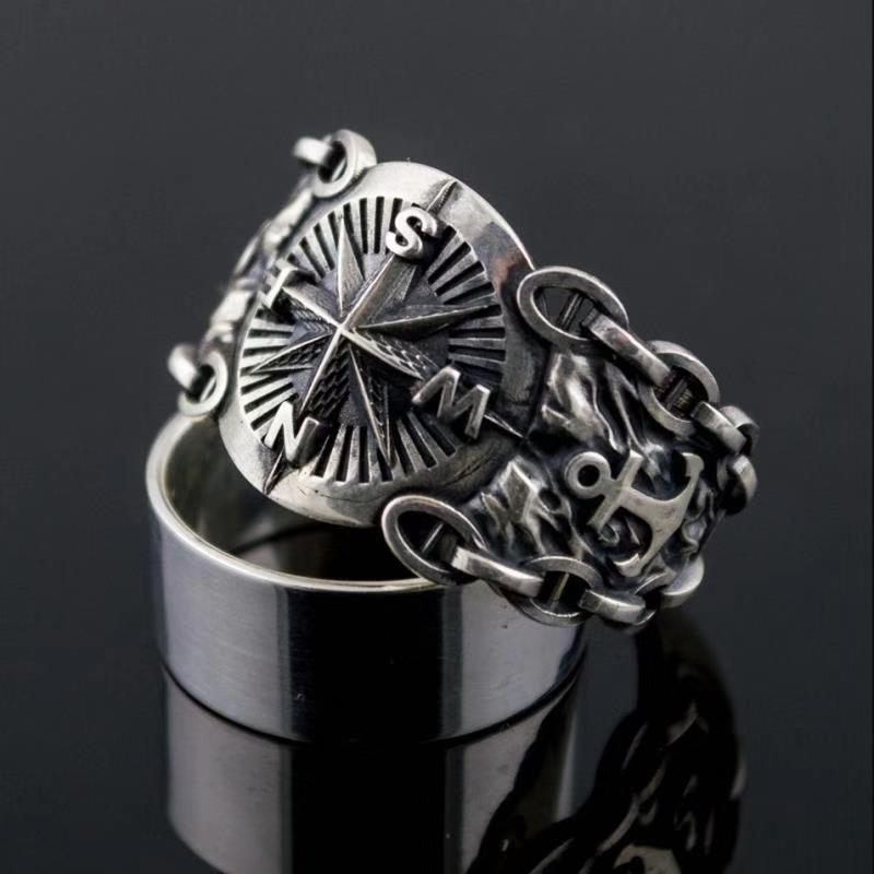 Vintage Northern Pirate Viking Compass Marine Ring Amulet Rings for Men Women Nordic Luxury Personality Jewelry Wholesale