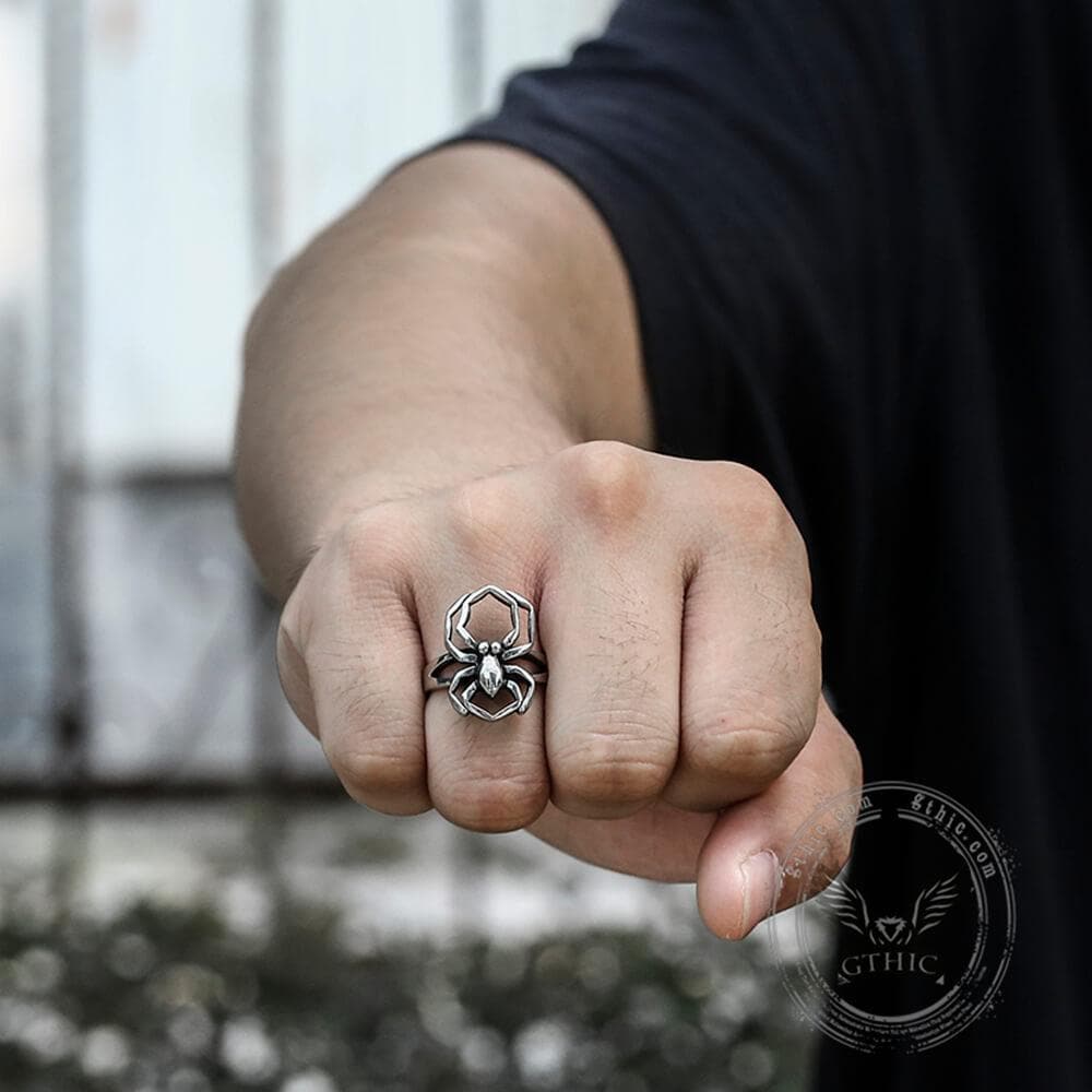 GTHIC Spider Stainless Steel Biker Ring Gothic Accessories for Daily Wear