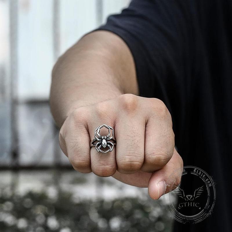 GTHIC Spider Stainless Steel Biker Ring Gothic Accessories for Daily Wear