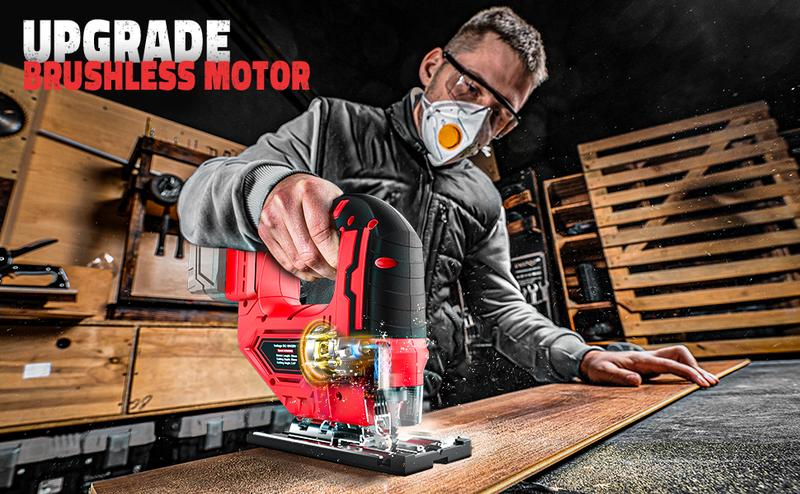 Cordless Jigsaw Compatible with Milwaukee 18V Battery(NO Battery!!), Brushless Jig Saw, 2900RPM, 0°-45°Bevel, 3 Action, LED Light for Straight/Curve Cutting Wood