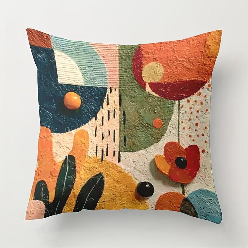 4 sets of modern minimalist abstract-style pillowcases. The geometric elements create a fashionable atmosphere. This square decorative pillowcase is a must-have for creating an atmosphere, suitable for use in home, bedroom, living room and sofa cushions