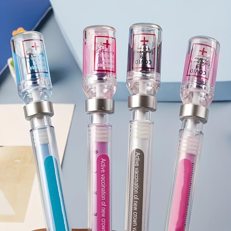 6pcs/set Medical Syringe Gel Ink Pens - Realistic Squeeze-Activated Rollerball Pens with Gel Refill System, Squeeze-to-Write Action for Nurses, Doctors, Medical Students - Durable Plastic Vaccine-Themed Writing Tools
