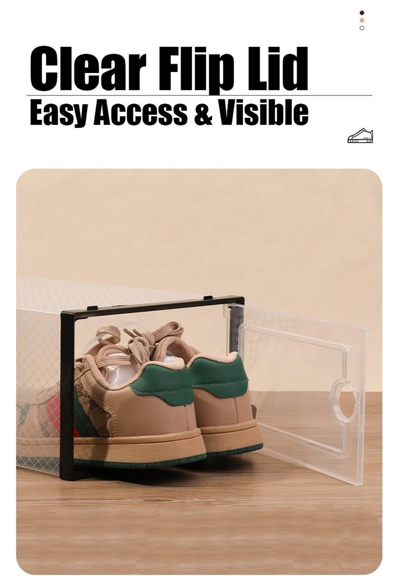 Space-Saving Shoe Storage Box Portable No Assembly Required 2mm Thick Panel Load Bearing 23kg Dustproof Foldable Shoe Container For Bedroom Closet 12/24Pcs