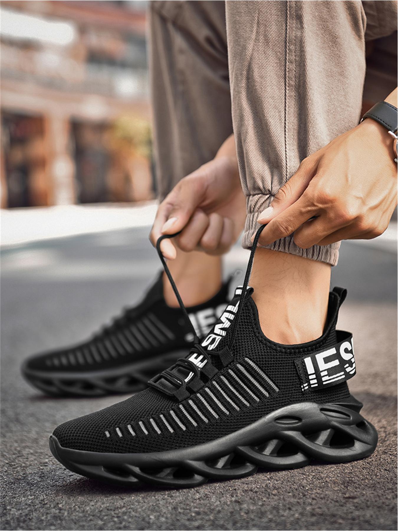 Men's Letter Strap Trend Shoes: Unique Blade-Sole, Daily/Running Dual-Use Casual Shoes